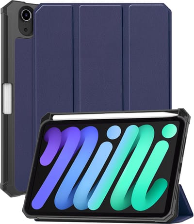 Hoesje - Geschikt voor Apple iPad Mini 7 (2024) - 8.3 inch - 7e Generatie - Dun & Stevig - Trifold Bookcase - Hard Cover Case - Met Uitsparing Geschikt voor Apple Pencil - Hardcover Book - Tablet Hoes - Donkerblauw