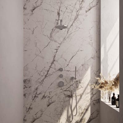 Brauer Chrome Carving Thermostatische Regendoucheset Inbouw - Hoofddouche 20 cm - Rechte Wandarm - Handdouche Staaf - Doucheslang - Wandaansluitbocht - Chroom