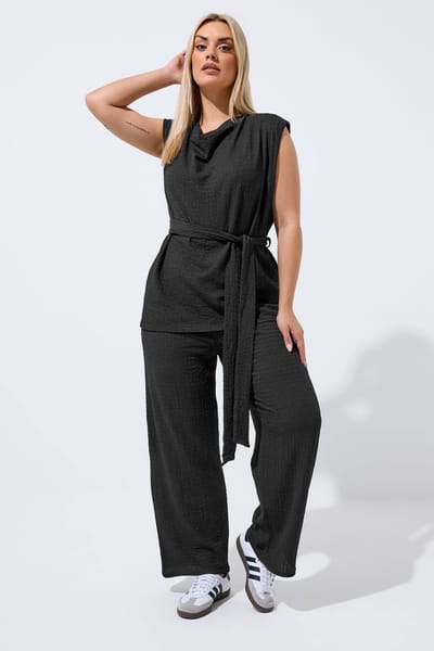 Limited Collection Zwarte Mouwloze Top Met Structuur Size 42