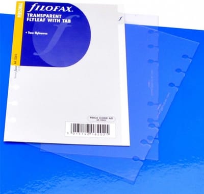 Filofax - vulling personal - schutbladen - transaparant