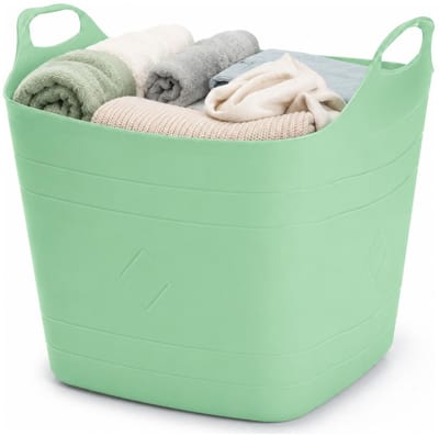Excellent Houseware Flexibele emmer - groen - 15 liter - kunststof - vierkant - 30 x 29 cm