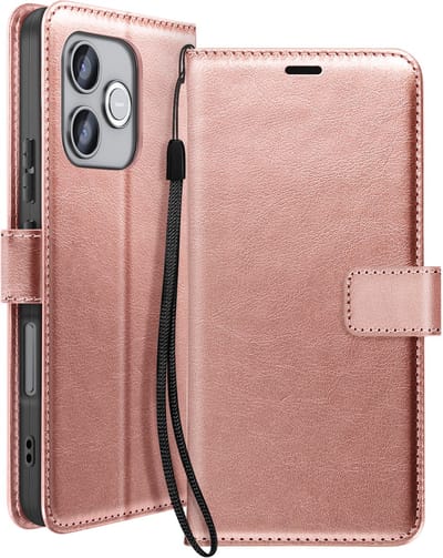 Mayaxess, Hoesje geschikt voor Honor 600 Lite - Wallet Case met Koord & Standaard, Champagneroze