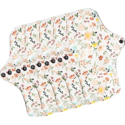 5 stuks Wasbaar Ademend Maandverband Bloemenpatroon Super Absorberend Herbruikbaar Katoenen Maandverband M(for 4-6.5kg)