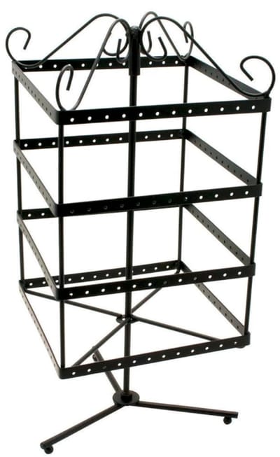 Oorbellenmolen – vierkant – Roterend -Sieradenrekje Oorbellen Display - Organizer Rek - Kleur Zwart - 128 oorbellen - 4 Verdiepingen - Thuis - Verkoop van je sieraden.