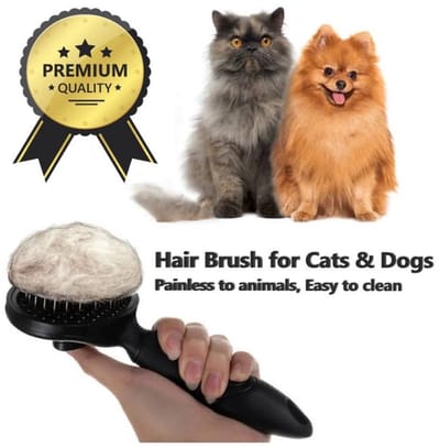 Rojafit - Zelfreinigende Huisdierenvachtborstel - Premium Kwaliteit - voor Hond, Kat, Konijn, Cavia etc. – Afmeting: 18 x 9,5 x 5 cm. - Zwart