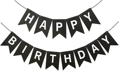 Verjaardag Banner - Feest Decoratie - Feestelijke Viering - Herbruikbaar Papier - 20 x 15 cm - Zwart