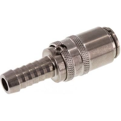 RVS DN 6 Tempereerkoppeling Snelkoppeling 9 mm Slangpilaar Dubbele afsluiting