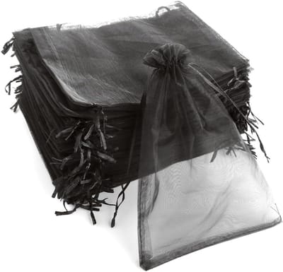 Organza Geschenktasjes 20 x 30 cm met Satijnen Trekkoord - 100 Stuks voor Sieraden, Feestjes en Bruiloften - Zwart Grote Verpakking