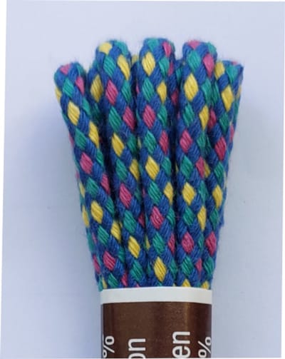 Tana Veter - Blauw/Groen/Geel/Roze - Meerkleurig - Rond - Koord Veters - Lengte 90 cm - Dikte 4 mm - Schoenveter