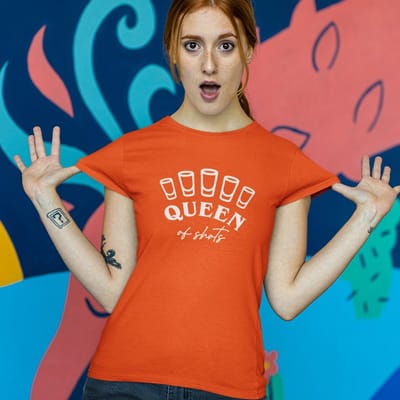 Oranje EK WK Koningsdag T-shirt - MAAT XS - Dames Pasvorm - Queen Of Shots