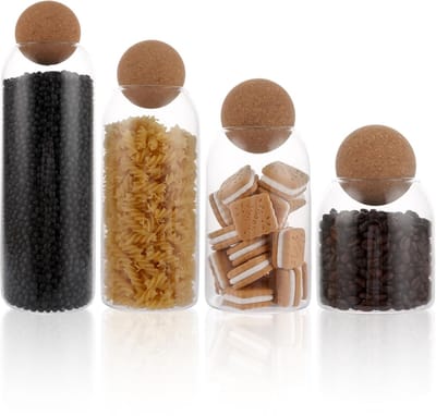 Dailygoods- Opslagpotten 4 stuks - Luchtdichte Glazen Potten