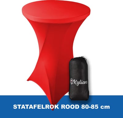 Statafelrok Rood – 2 jaar garantie met Opbergtas - ∅ 80-85 x 110 cm - Statafelhoes - Luxe Extra Dikke Stretch Sta Tafelrok voor Statafel – Kras- en Kreukvrije Hoes