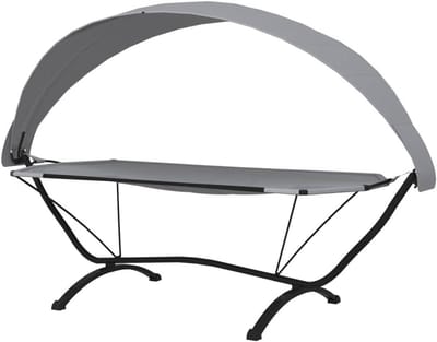 Hangmat met dak - Loungebed Buiten - Ontspannen in de tuin - Stalen frame - 1 stuks - Grijs