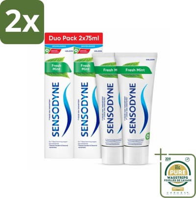 Sensodyne - Tandpasta - Fresh Mint - Frisse Munt - Duopack - 2 x 75 ml - Voordeelverpakking - 2 stuks - Tandplak verwijderen - Fluoride