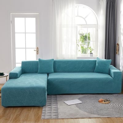Housse de canapé jacquard extensible imperméable pour salon Housse de canapé élastique en forme de L Housse de protection pour meubles de maison 1-seater 90-140cm bleu
