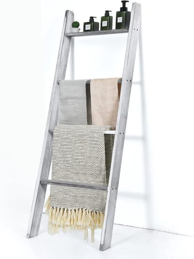 KOMFOTTEU Handdoekenrek, 4 niveaus, houten handdoekenrek, 4 handdoekstangen voor woonkamer, 50 x 137 cm