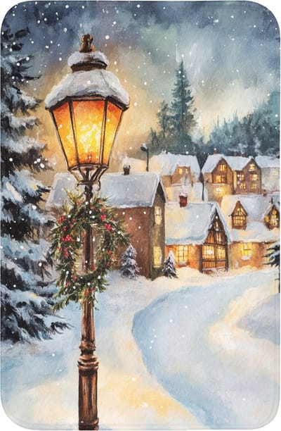 WC mat 40x60 cm - Antislip - Kerstdorp - Huizen - Sneeuw - Kerst - Toiletmat - Vloermat - Douchemat - Toilet tapijt - Toiletmatten