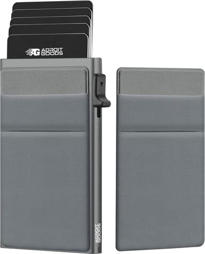 AdroitGoods Pasjeshouder Grijs - Creditcardhouder - Pasjeshouder Uitschuifbaar Pashouder - Aluminium - Portemonnee - Pasjeshouder Mannen - Pasjeshouder Vrouwen