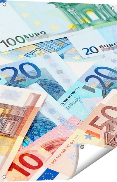 Gards Tuinposter Euro Geld Biljetten - Briefjes - 60x80 cm - Tuindoek - Tuindecoratie - Wanddecoratie buiten - Tuinschilderij