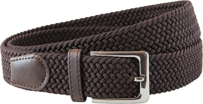 Houtkamp Gevlochten Riem - Elastische Comfort Stretch Belt - Unisex - Bruin - Lengte totaal 105 cm / Riemmaat 90