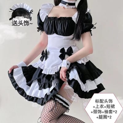 Mignon Doux Fille Lolita Servante Tenue Quotidienne Grande Taille Lacets Servante Anime Costume Robe de Scène Élégant Doux Mode Hauts pour Femmes Mp6S L gray