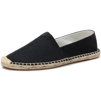 Espadrilles voor heren Zomer Nieuwe Linnen Heren Casual Schoenen Handgemaakt Weven Vissersschoenen Mode Flats Grote Maat 47 47 zwart
