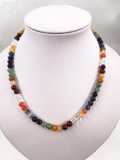 Ketting - Edelsteen - Chakra - 6 mm kralen - L 45cm - RVS sluiting. Verbinding met de aarde, fundament, stabiliteit, veiligheid, activiteit.