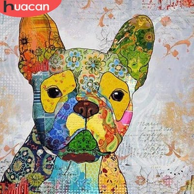 Dierlijke diamant schilderij schattige hond woondecoratie diamant borduurwerk mozaïek 30x30CM yellow