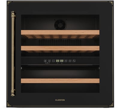 Klarstein Wijnkoeler Vinsider Victoria 36 – 36 flessen, 2 zones, 5–22 °C, touchbediening, LED, UV-bescherming, inbouw, zwart - Wijnkoelkast - 41 dB - voor Bar - Stil Houten Schappen Temperatuurregeling - Wijnklimaatkast - Wijnkast