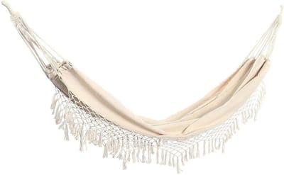 Hangmat Dubbel - Schommel Net - Ontspannen Buiten - Macrame Franje - 100x200cm - Geel