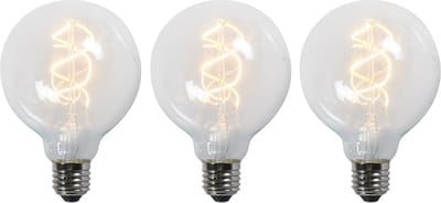 LUEDD Set van 3 E27 LED gedraaid filament lampen G95 helder 5W 400 lm 2200K