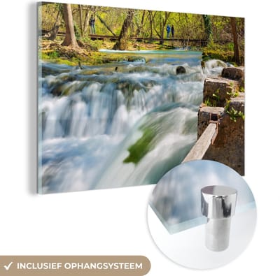 ® Glasschilderij 180x120 cm - Schilderij acrylglas - De wilde watervallen van het Nationaal park Krka - Foto op glas - Muurdecoratie woonkamer - Wanddecoratie slaapkamer - Schilderijen