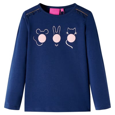 vidaXL - Kindershirt - met - lange - mouwen - 116 - marineblauw