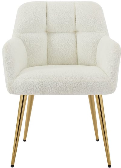 Vente-unique Set van 2 stoelen met armleuningen - Boucléstof en goudkleurig metaal - Wit - PEGA van Pascal MORABITO