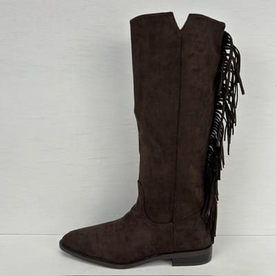 Suèdine cowboylaarzen met franjes en lage hak bruin Bruin / 36