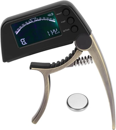 Multifunctionele 2-in-1 Capo en Tuner met LCD Display voor Akoestische en Elektrische Gitaren en Basgitaren
