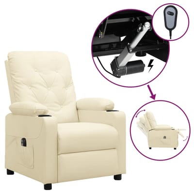 vidaXL - Fauteuil - elektrisch - verstelbaar - kunstleer - crèmekleurig