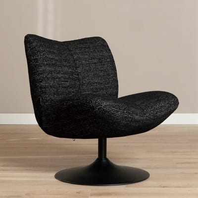 Bronx71® Draaifauteuil Moira gemêleerde stof zwart