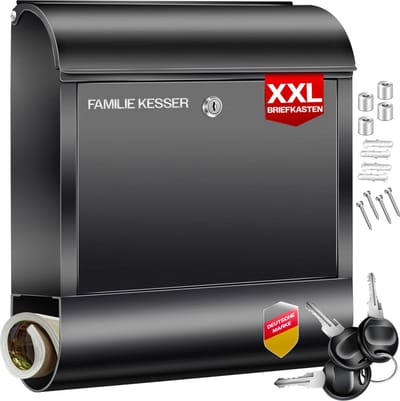 KESSER® Brievenbus RVS XXL met krantenvak - Wandbrievenbus afsluitbaar inclusief montagemateriaal en 3x sleutel
