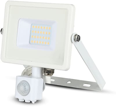 V-TAC VT-20-S-W LED Draaibare Schijnwerper - Samsung - PIR Sensor - IP65 Waterdicht - Wit- 20W - 1600 Lumen - 3000K