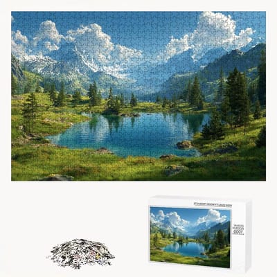 Houten Puzzel - 1000 Stukjes - Ontspannende Hobby - Letters op Achterkant - 75 x 50 cm - Meerdere Kleuren