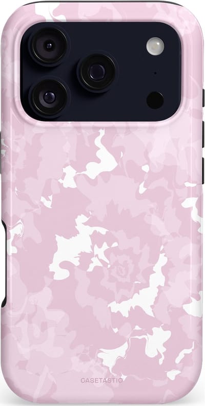 Casetastic hoesje geschikt voor Apple iPhone 17 Pro - MagSafe - Dubbellaagse bescherming - Roze wervels - Fashion Case - Lichtgrijs Lichtroze Wit