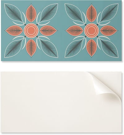 Vinylpaneel met decoratie voor keuken of badkamer, 100x50 cm, bloemenpatroon met bladeren.