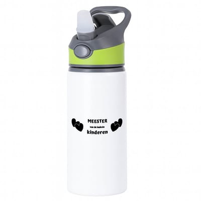 Hacebo® - meester van de leukste kinderen waterfles met rietje groen - Meester - de leukste meester - verjaardag - cadeautje voor meester - kado - geschenk - water fles - 650ML