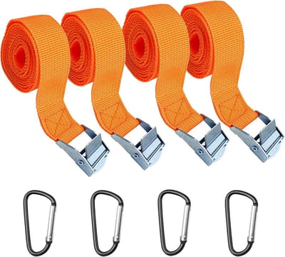 Spanbanden met Ratel - Bevestigingsbanden - Bagage Vervoeren - Roestvrij staal - 4 Stuks 1 Meter - Oranje