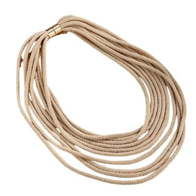 Magneet ketting -textiel beige goudkleur- Charme Bijoux
