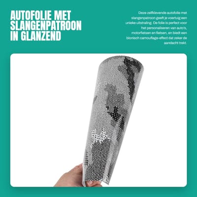 Dailygoods- Autofolie Slangenpatroon - Glanzend Zwart/Grijs - Zelfklevend - Tuningfolie - 75 x 152 cm - Bionisch Camouflageeffect - Wrappingfolie