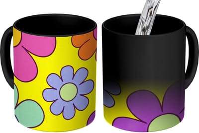 Magische Mok - Foto op Warmte Mokken - Koffiemok - Bloemen - Illustratie - Kleurrijk - Magic Mok - Beker - 350 ML - Theemok