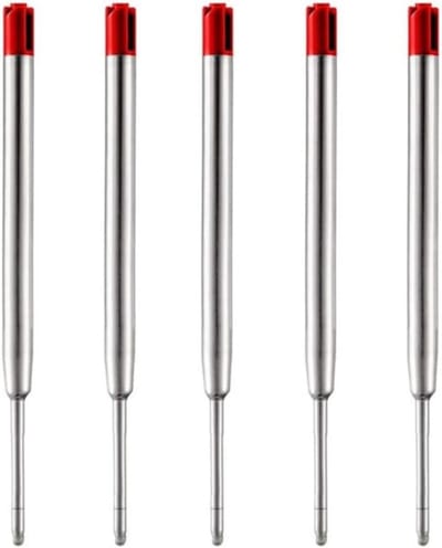 Set van 6 Grote Vulpennen Navullingen, Metaal Vervangingen voor G2 Stift, 1 mm Rode Inkt Navullingen voor Universele Balpennen