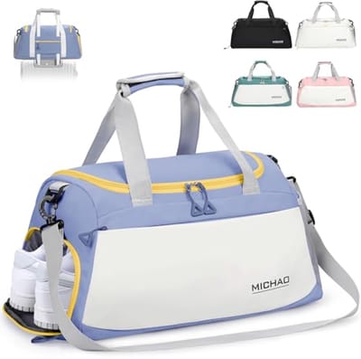 Ruime 35 Liter Reistas voor Dames - Sporttas met Schoenenvak en Waterdichte Vakken - Ideaal voor Gym, Reizen, Zwemmen, Yoga en Wandelen - Blauw